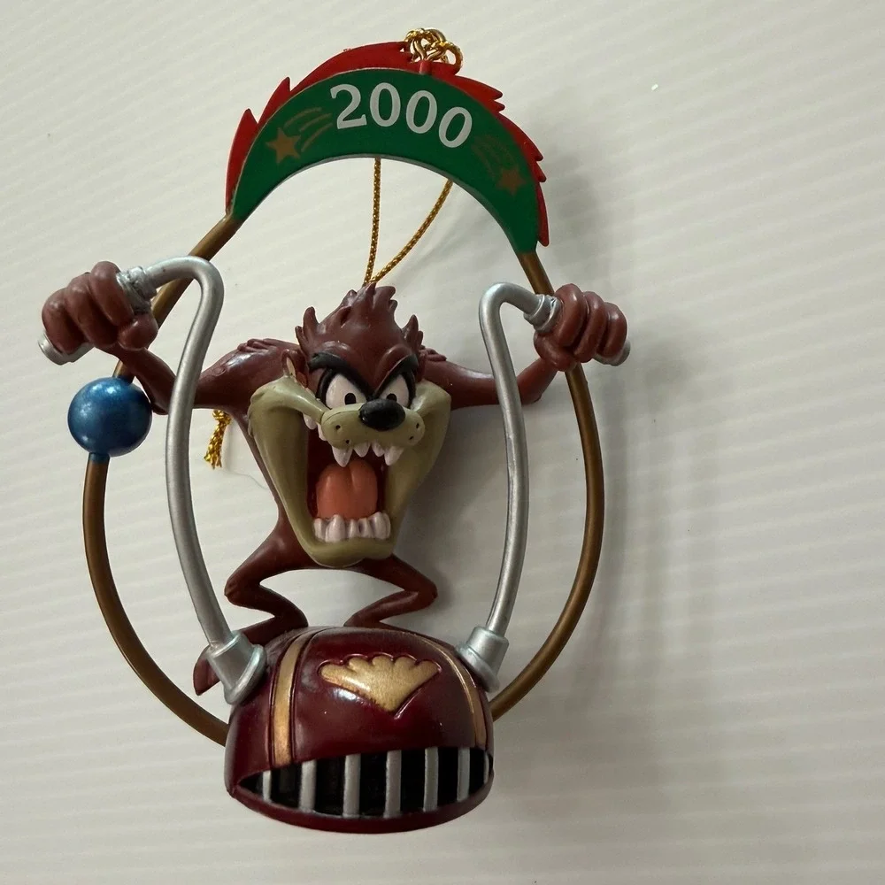 Vintage 2000 Taz Christmas Ornament Motorcycle Biker Handle Bars